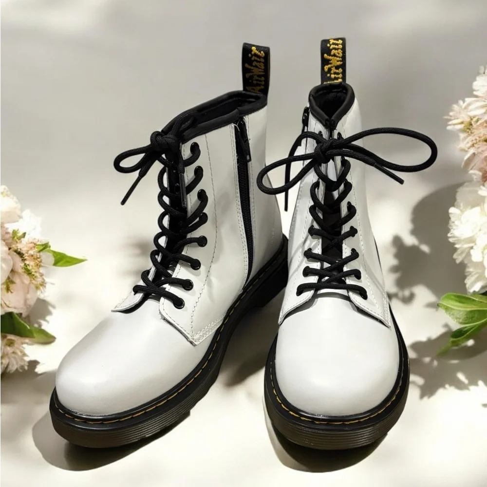 Dr. Martens Girls White Lace-Up Boots. NWOB. Size 4.